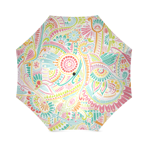 zz0101 pink hippie flower watercolor pattern Foldable Umbrella (Model U01)