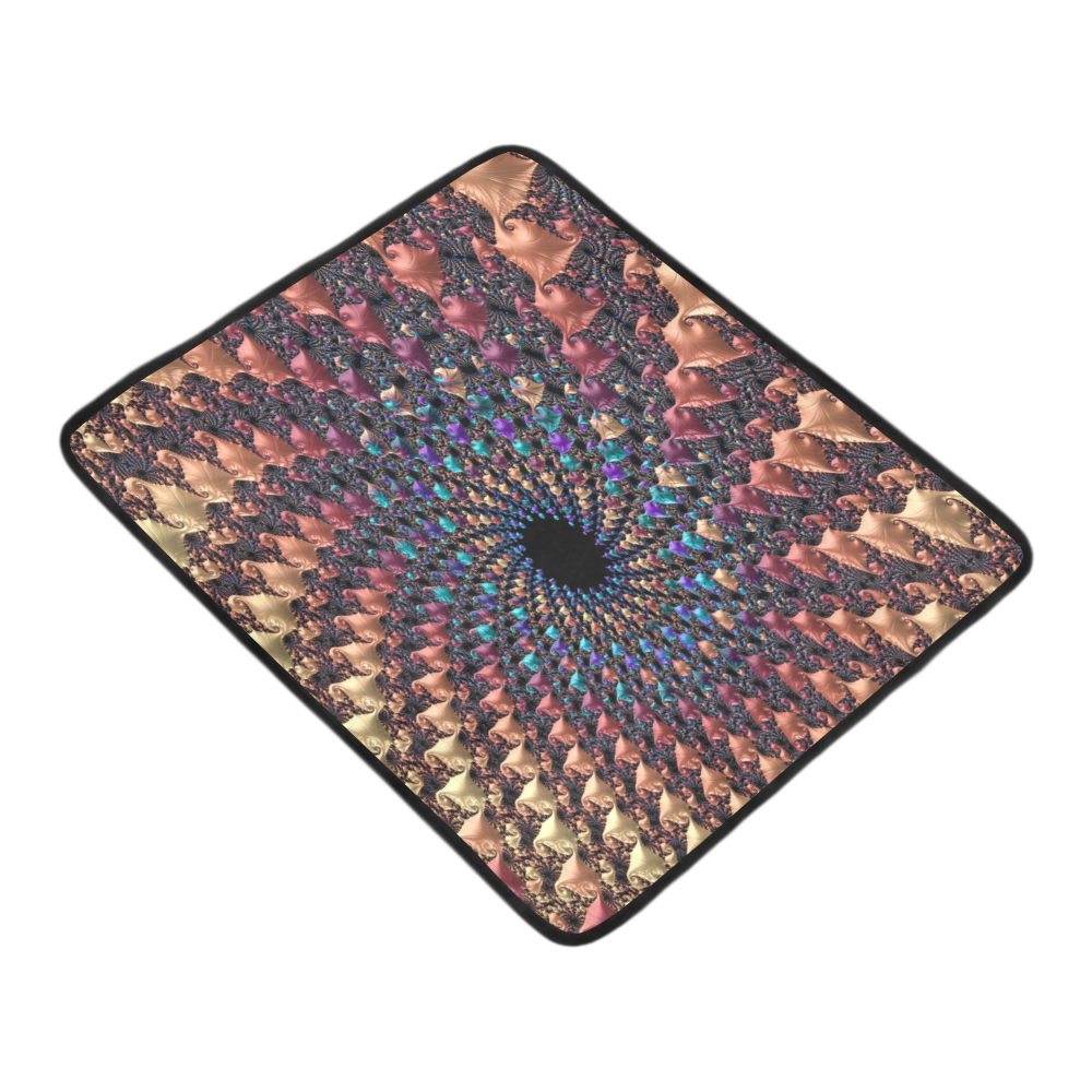 Time travel through this spiral fractal Beach Mat 78"x 60"