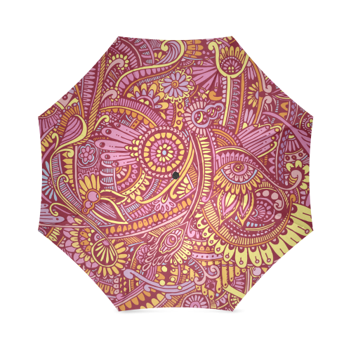 zz0106 floral pink hippie flower whimsical pattern Foldable Umbrella (Model U01)
