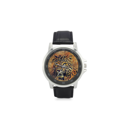 gepard Unisex Stainless Steel Leather Strap Watch(Model 202)
