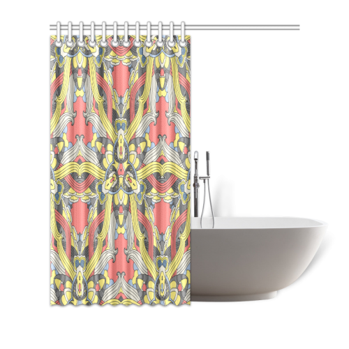 Zandine 0201 pink yellow vintage floral pattern Shower Curtain 72"x72"