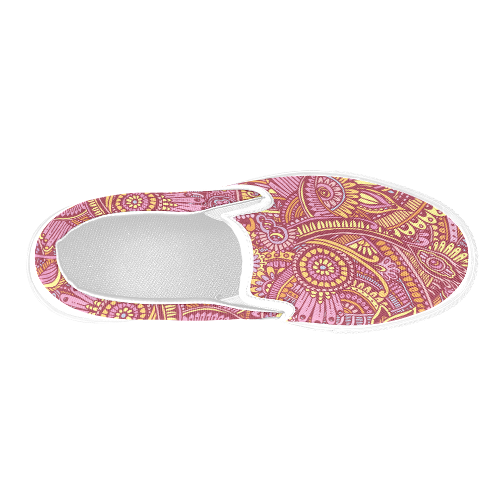 zz0106 floral pink hippie flower whimsical pattern Men's Slip-on Canvas Shoes (Model 019)