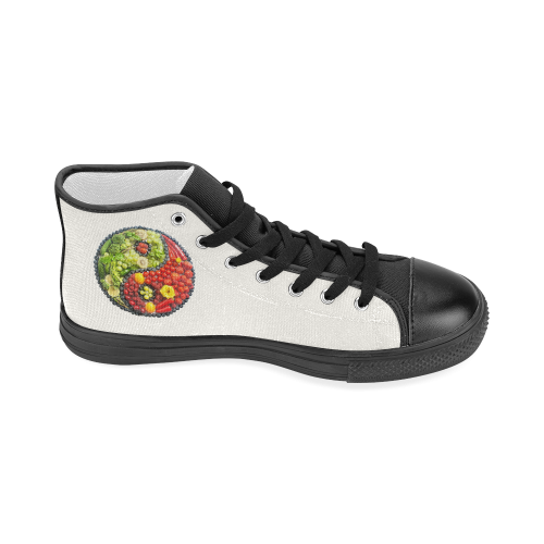 Yin Yang Vegan Fruits Vegetables Spirit Women's Classic High Top Canvas Shoes (Model 017)