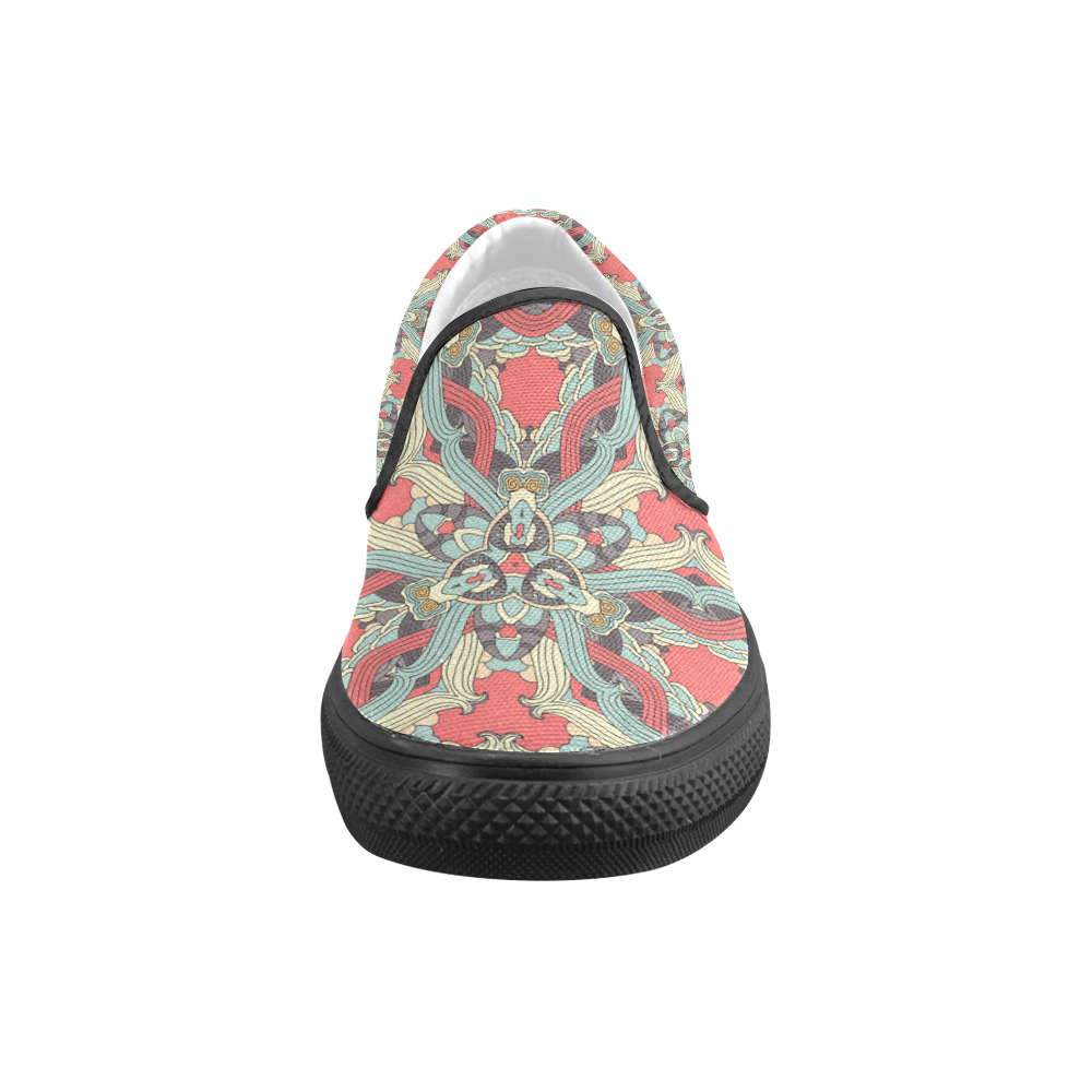 Zandine 0203 pink blue vintage floral pattern Men's Slip-on Canvas Shoes (Model 019)