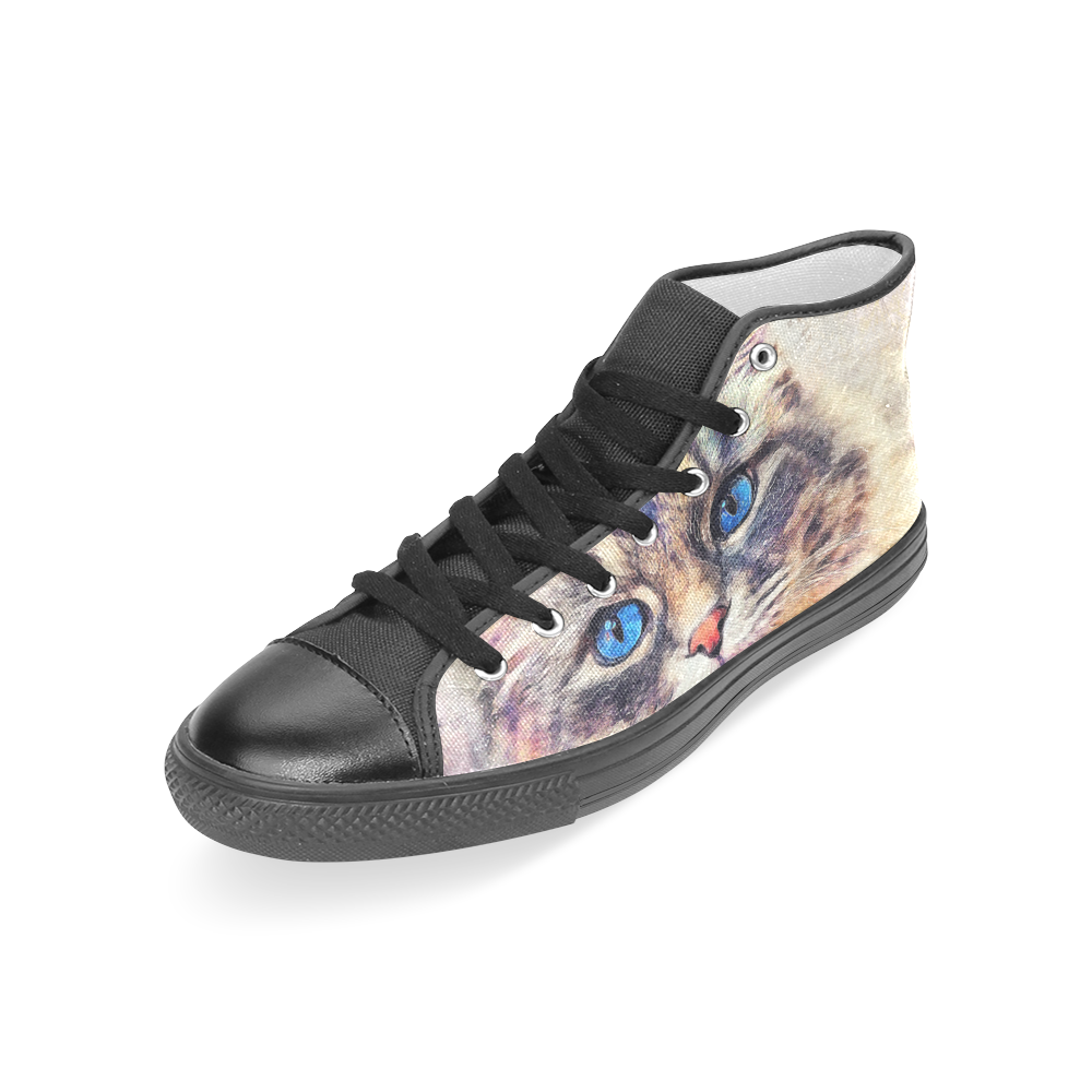cat Women's Classic High Top Canvas Shoes (Model 017)