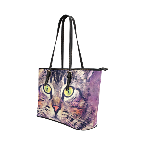 cat Leather Tote Bag/Large (Model 1651)