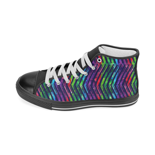 Colorful Oblique Lines Men’s Classic High Top Canvas Shoes (Model 017)