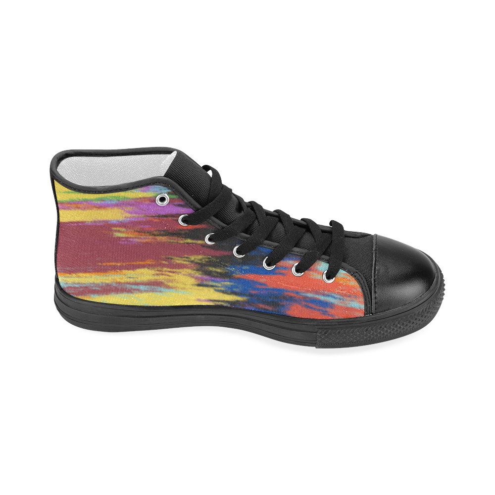 Colorful Red Yellow Blue Painting Women's Classic High Top Canvas Shoes (Model 017)