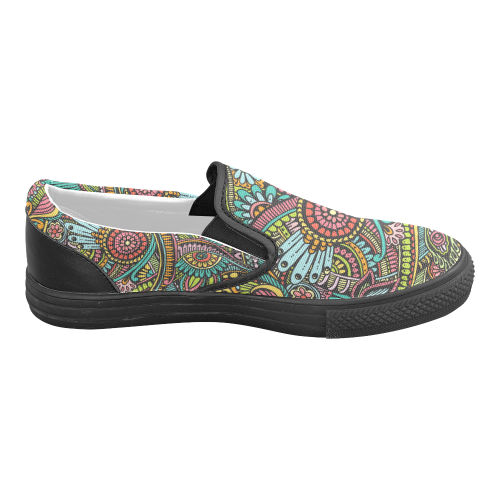 zz0103 floral hippie flower whimsical pattern Men's Slip-on Canvas Shoes (Model 019)