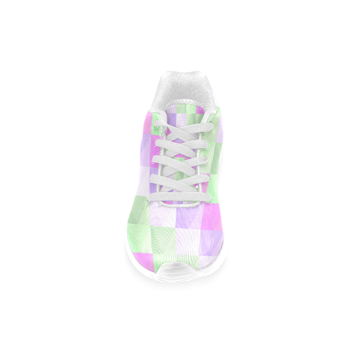 Pastel Purple Green Squares Women’s Running Shoes (Model 020)
