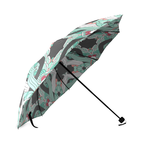 Zandine 0207 vintage green floral pattern Foldable Umbrella (Model U01)