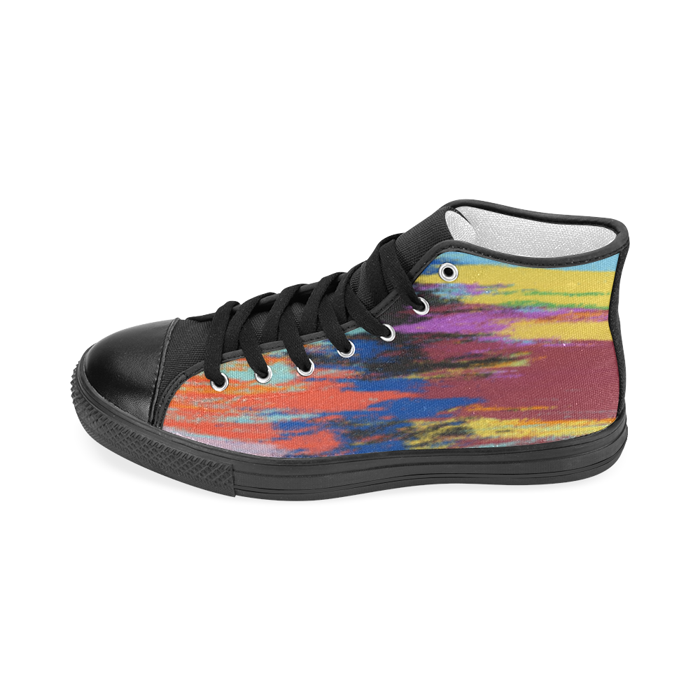 Colorful Red Yellow Blue Painting Women's Classic High Top Canvas Shoes (Model 017)