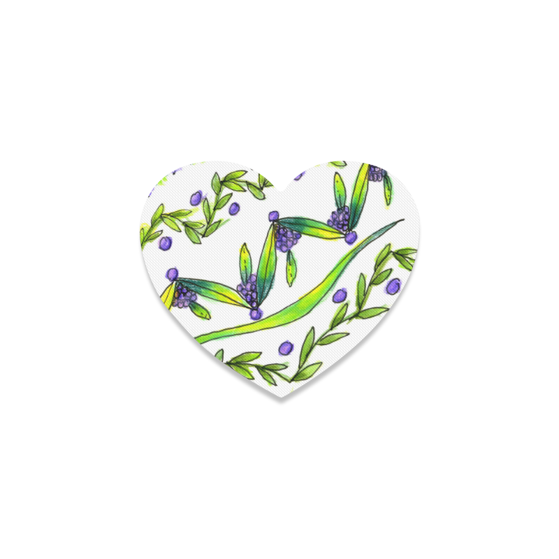 Dancing Greeen, Purple Vines, Grapes Zendoodle Heart Coaster