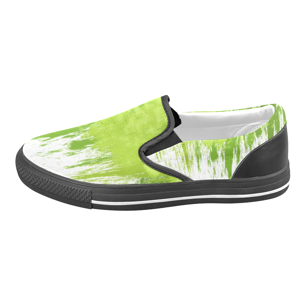 Spring Green Painting Design Women's Unusual Slip-on Canvas Shoes (Model 019)