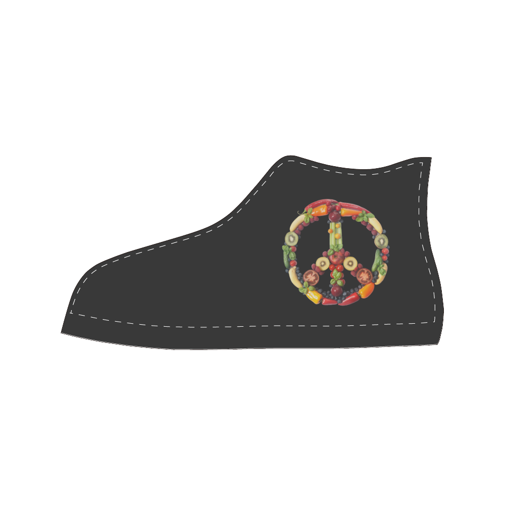 Peace Vegan Fruits Vegetables Symbol Women's Classic High Top Canvas Shoes (Model 017)