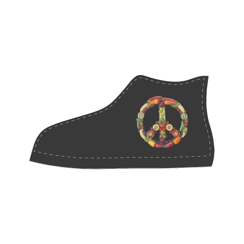 Peace Vegan Fruits Vegetables Symbol Women's Classic High Top Canvas Shoes (Model 017)