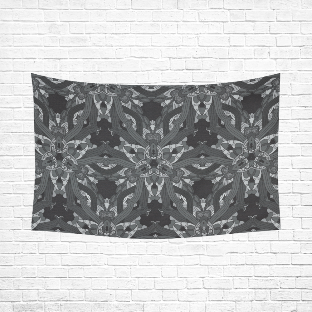 Zandine 0206 dark vintage floral pattern Cotton Linen Wall Tapestry 90"x 60"