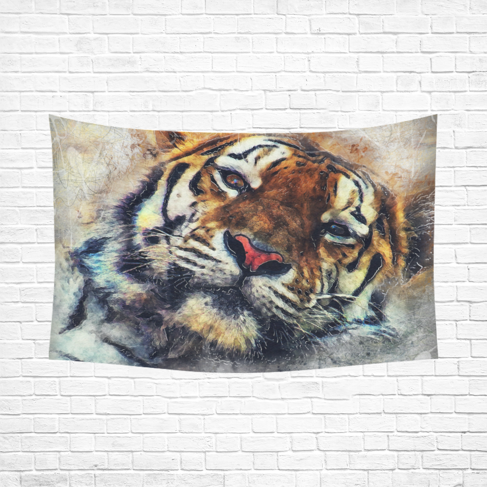 tiger Cotton Linen Wall Tapestry 90"x 60"