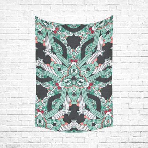 Zandine 0207 vintage green floral pattern Cotton Linen Wall Tapestry 60"x 90"
