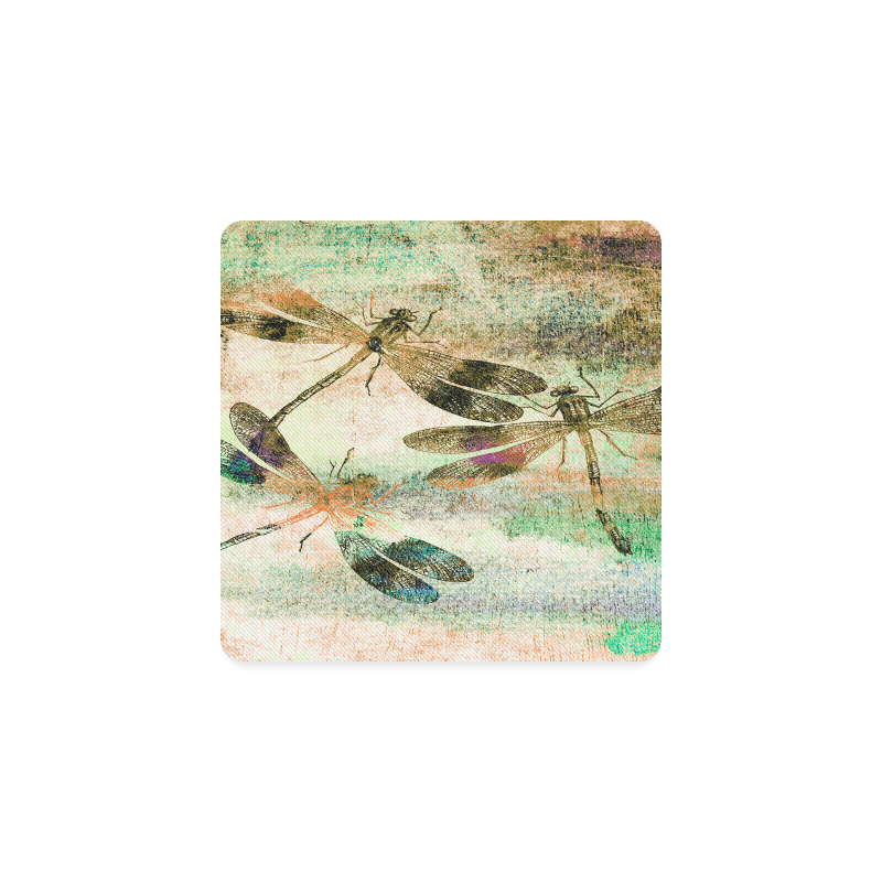 Mauritius Vintage Dragonflies QR Square Coaster