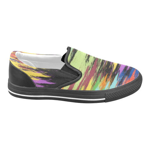 Colorful Painting Women's Unusual Slip-on Canvas Shoes (Model 019)