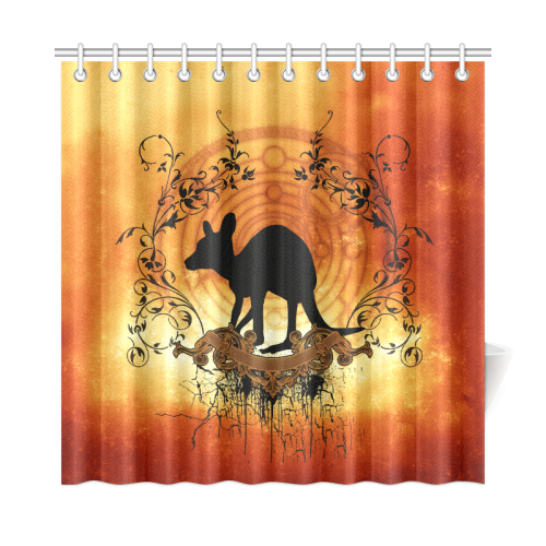 Cute kangaroo silhouette with floral elemetns Shower Curtain 72"x72"