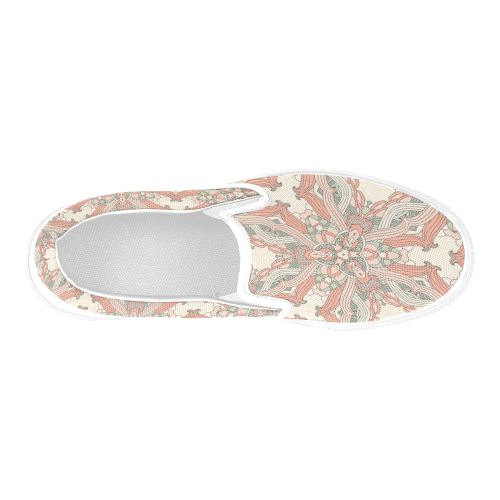 Zandine 0205 vintage floral pattern Men's Slip-on Canvas Shoes (Model 019)