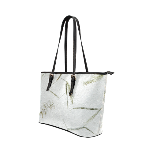 Dried Grass white Japanese paper Leather Tote Bag/Small (Model 1651)
