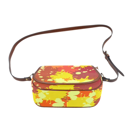 Summer Orange Yellow Splash Painting Saddle Bag/Small (Model 1649) Full Customization