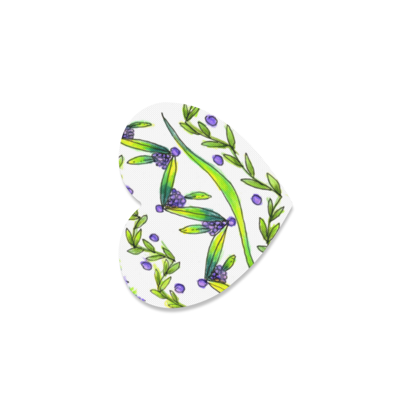 Dancing Greeen, Purple Vines, Grapes Zendoodle Heart Coaster