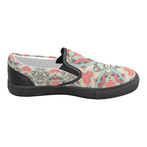 Zandine 0203 pink blue vintage floral pattern Men's Slip-on Canvas Shoes (Model 019)
