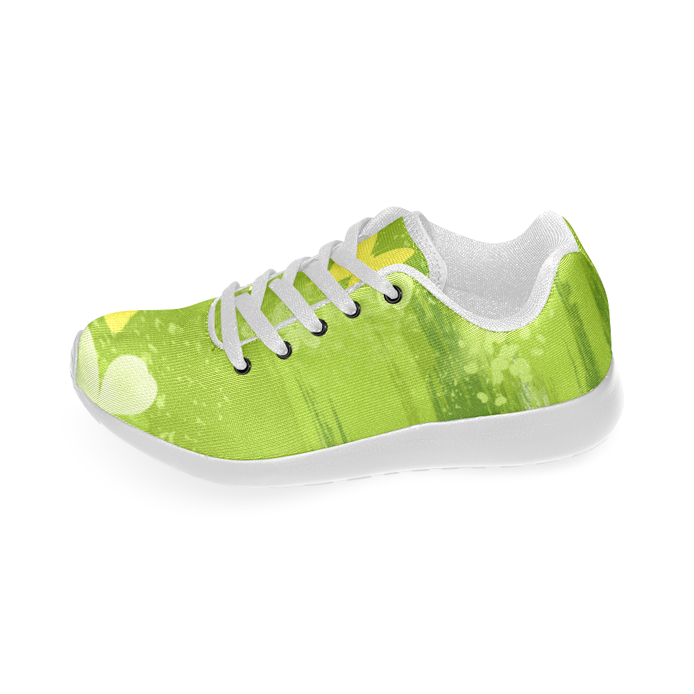 Green Jungle Flowers Painting Women’s Running Shoes (Model 020)
