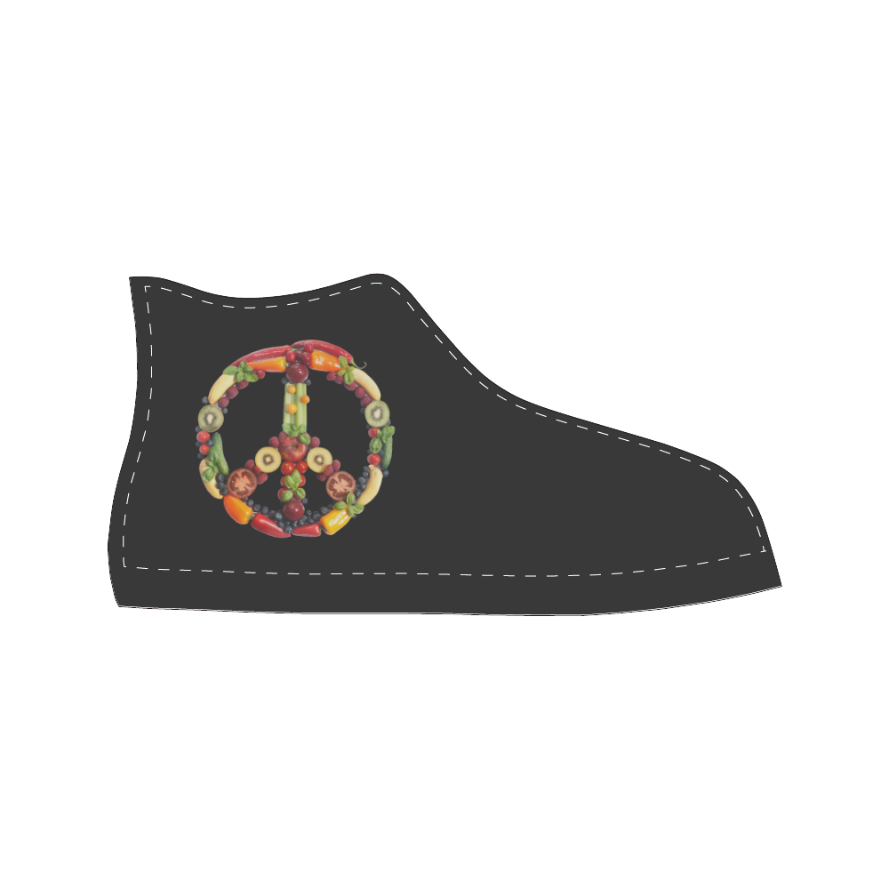 Peace Vegan Fruits Vegetables Symbol Women's Classic High Top Canvas Shoes (Model 017)