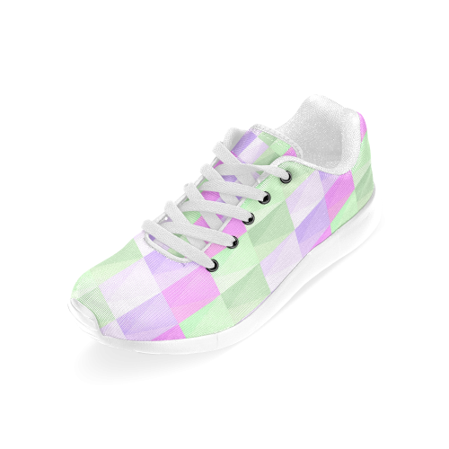 Pastel Purple Green Squares Women’s Running Shoes (Model 020)