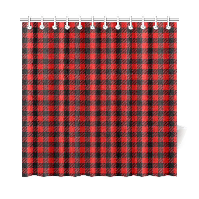 LUMBERJACK Squares Fabric - red black Shower Curtain 72"x72"