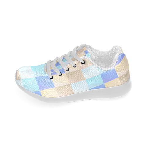 Pastel Blues Squares Women’s Running Shoes (Model 020)