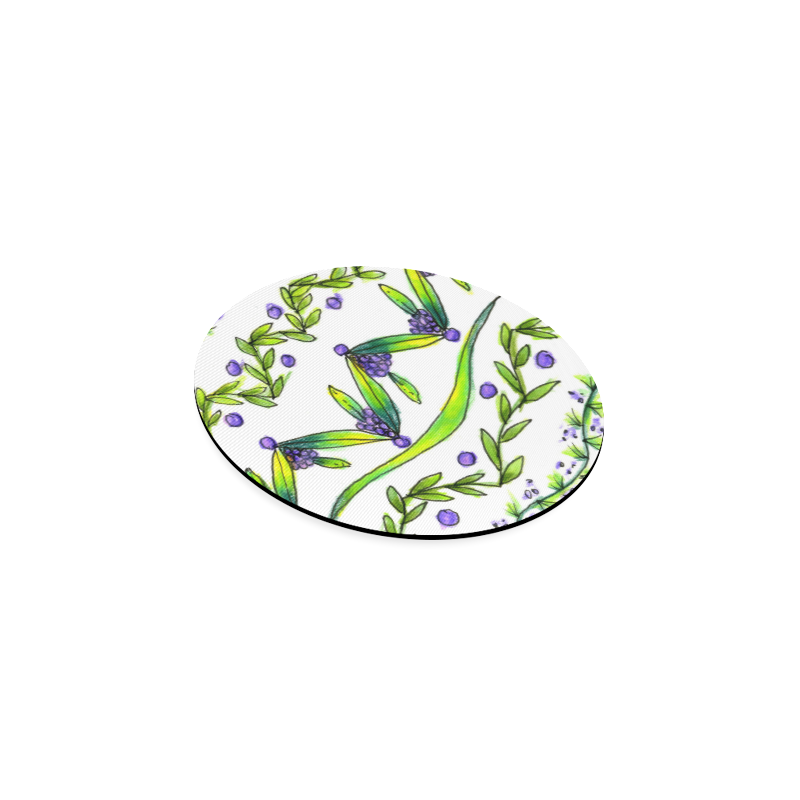 Dancing Greeen, Purple Vines, Grapes Zendoodle Round Coaster