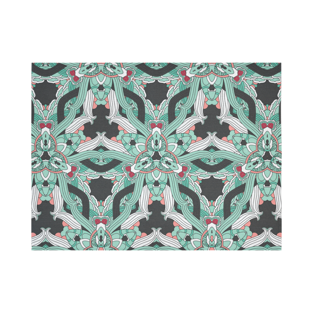 Zandine 0207 vintage green floral pattern Cotton Linen Wall Tapestry 80"x 60"