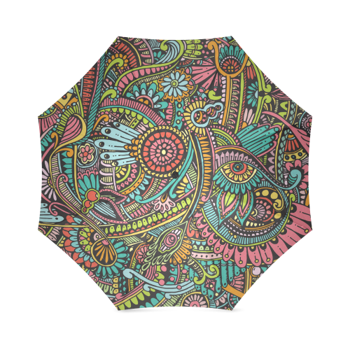 zz0103 floral hippie flower whimsical pattern Foldable Umbrella (Model U01)