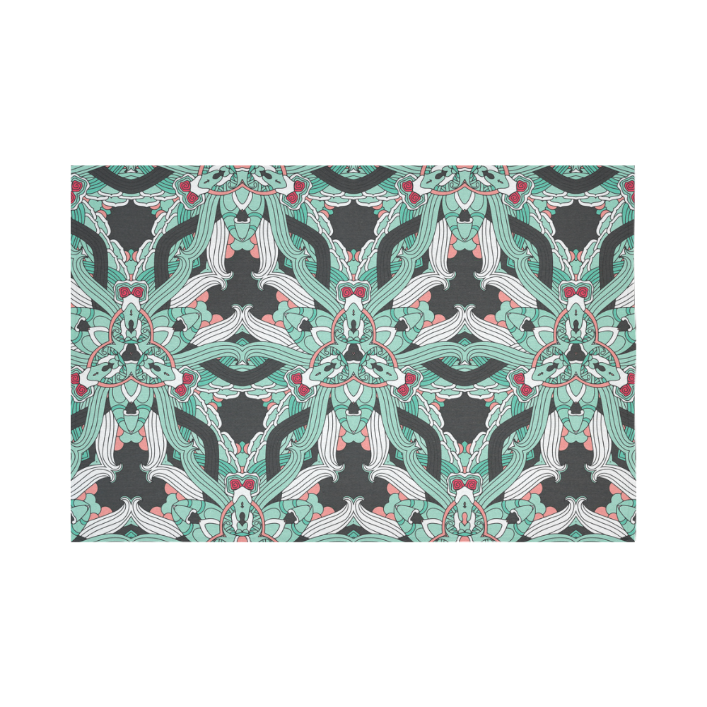 Zandine 0207 vintage green floral pattern Cotton Linen Wall Tapestry 90"x 60"