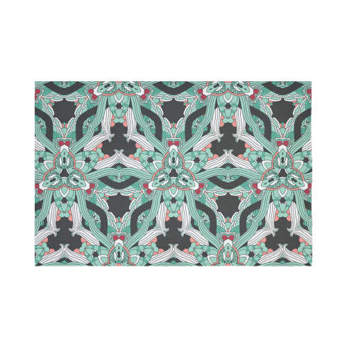 Zandine 0207 vintage green floral pattern Cotton Linen Wall Tapestry 90"x 60"