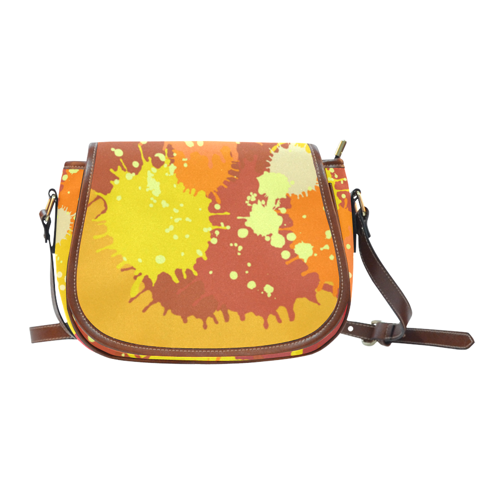 Summer Orange Yellow Splash Painting Saddle Bag/Small (Model 1649) Full Customization