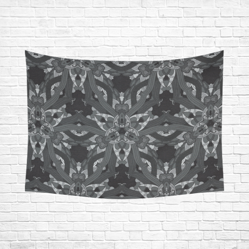Zandine 0206 dark vintage floral pattern Cotton Linen Wall Tapestry 80"x 60"