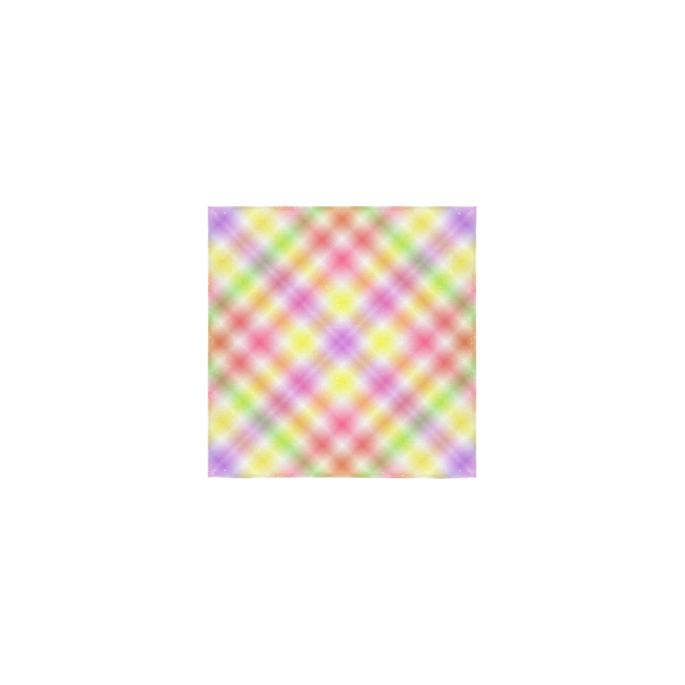 Multicolored Pastel Rainbow Tartan Plaid Square Towel 13“x13”