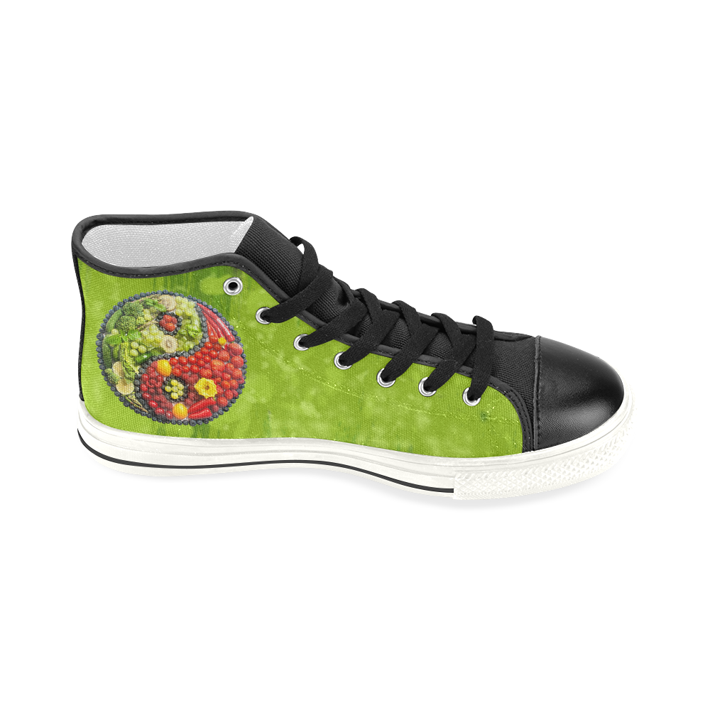 Yin Yang Vegan Fruits Vegetables Spirit Women's Classic High Top Canvas Shoes (Model 017)