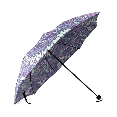 zz0102 purple hippie flower pattern Foldable Umbrella (Model U01)