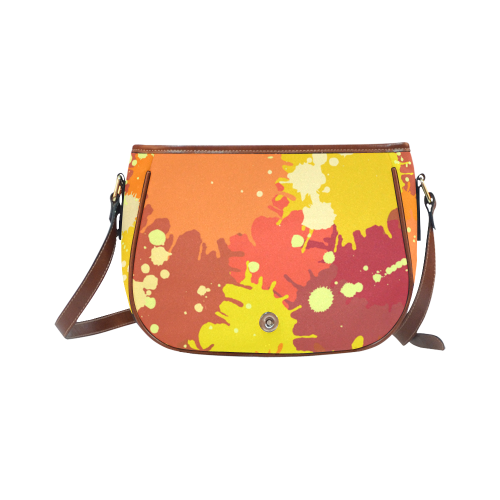 Summer Orange Yellow Splash Painting Saddle Bag/Small (Model 1649) Full Customization