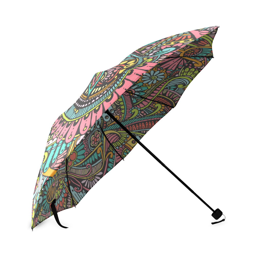 zz0103 floral hippie flower whimsical pattern Foldable Umbrella (Model U01)