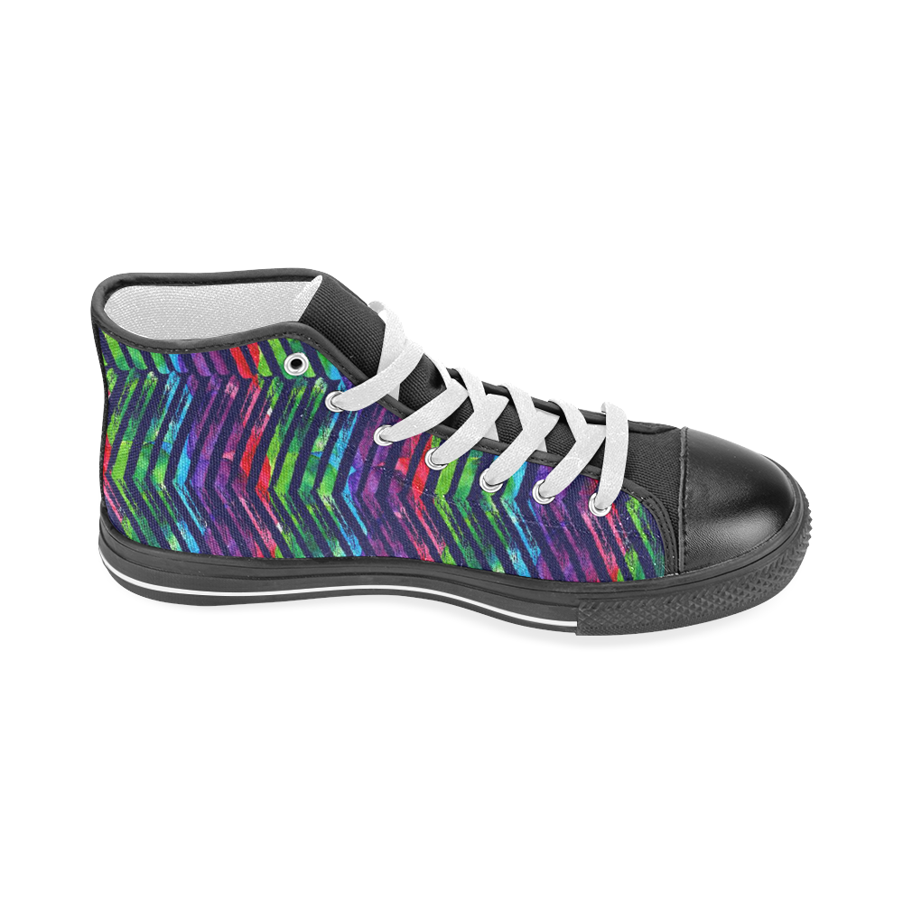 Colorful Oblique Lines Men’s Classic High Top Canvas Shoes (Model 017)