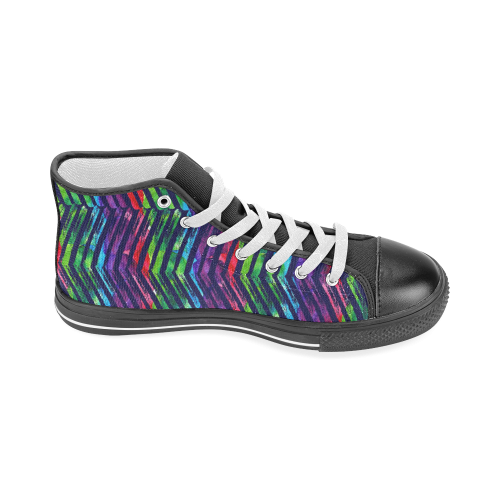 Colorful Oblique Lines Men’s Classic High Top Canvas Shoes (Model 017)